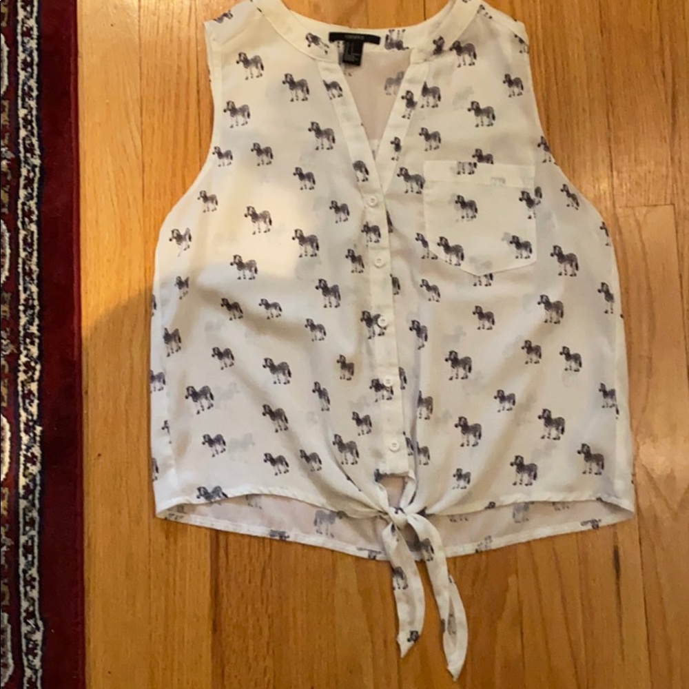 Sleeveless Forever 21 knitted zebra tank
